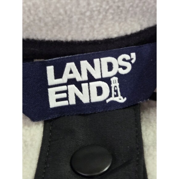 Lands End Sweater Mens Medium White Fleece Pullover Quarter Button - Picture 5 of 6
